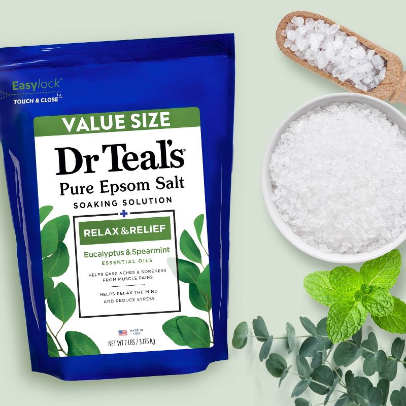 Dr Teal's Relax & Relief Eucalyptus & Spearmint Pure Epsom Bath Salt, 3 of 11