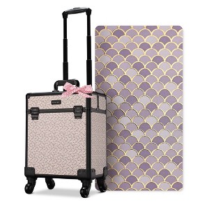 Byootique Rolling Makeup Train Case Cosmetology Organizer Box Art Deco Graphite AD Gray - 1 of 4