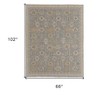 Gray and Ivory Wool Oriental Hand Knotted Area Rug With Fringe - 3 of 4