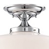 Regency Hill Schoolhouse Rustic Farmhouse Ceiling Light Semi Flush Mount Fixture 12" Set of 2 Chrome Metal White Glass Shade for Bedroom - 2 of 4