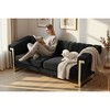 Modern Polyester Sofa with Turn-Out Arms & Gold Legs - 2 of 4