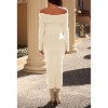 Women's 2025 Fall Off-Shoulder Bodycon Sweater Dress - Elegant Long Sleeve Midi/Maxi Dress for Club, Party & Formal Occasions Beige - 4 of 4