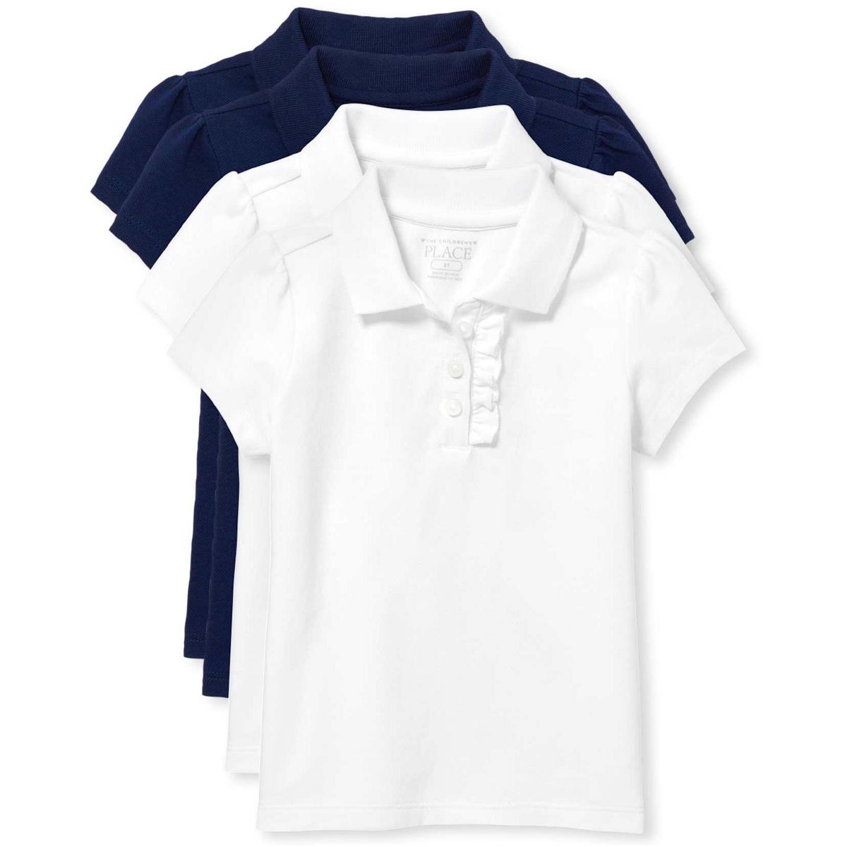 The Children's Place Toddler Girls Short Sleeve Uniform Ruffle Pique Polo 4-Pack