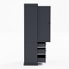Okak Farmhouse Pantry Cabinet, Freestanding Tall Cabinet with 3 Adjustable Shelves, 8 Door Shelves, 3 Drawers, Storage Cabinet for Kitchen, Gray - 4 of 4