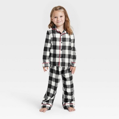 Toddler Holiday Buffalo Check Flannel Matching Family Pajama Set - Wondershop™ White 12M