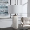 Uttermost Azariah White Crackle Table Lamp with Ribbed Ceramic Base, Crystal Accents & Drum Shade, 29"H - 3 of 4