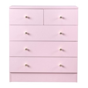 Resenkos 5 Drawer Dresser with Gold Handle, Nursery Dresser Chest Of Drawers Organizer, - 1 of 4