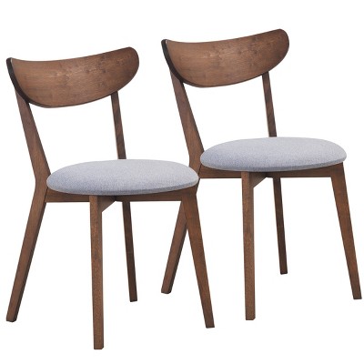 Set of 2 Dining Chair Upholstered Curved Back Side Chair with Solid Wooden Legs
