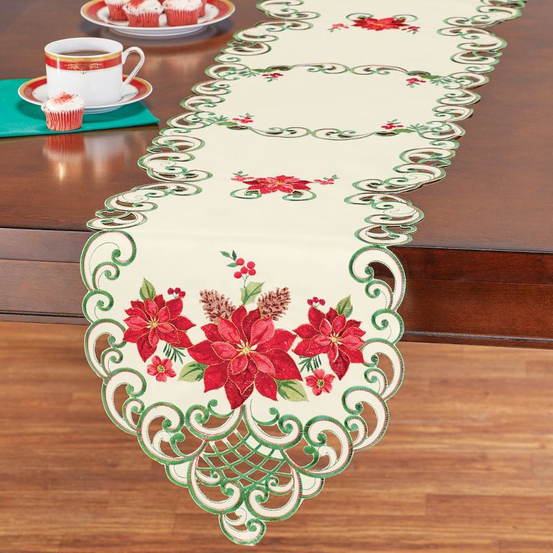 Collections Etc Poinsettia Cluster Table Topper, 2 of 3