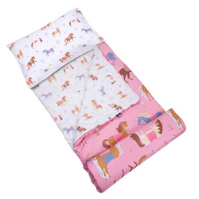 Wildkin Horses Microfiber Sleeping Bag with Pillowcase