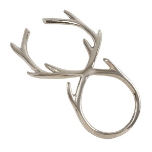 Saro Lifestyle Saro Lifestyle Rustic Napkin Rings With Antler Design (Set of 4), Silver, - 1 of 3