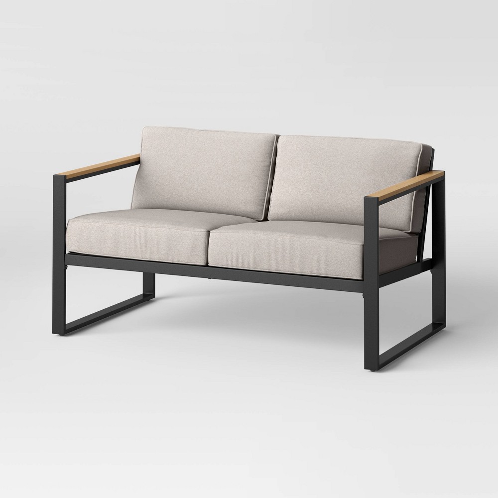 Steel Henning Rust Resistant Outdoor Patio Loveseat Gray - Threshold™
