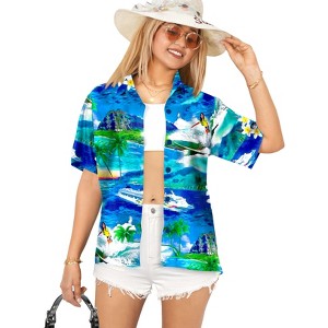 HAPPY BAY Button Down Shirt for Women Casual Beach Party Summer Short Sleeve Vacation Tops Button Up Hawaiian Shirts Blouses for Women - 1 of 4