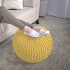 GlasFlength Ottomans and Benches Knitted Cotton Round Pouf Compact with Textured Simple Fashion Elegant Design for Modern Living, Yellow, 20"*20"*14" - 2 of 4