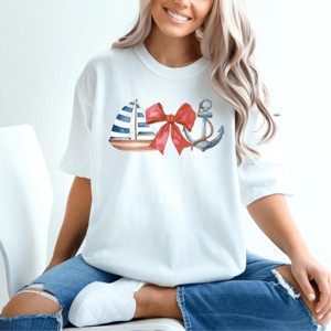 Simply Sage Market Coquette Ship Anchor Garment Dyed Tee - 1 of 4