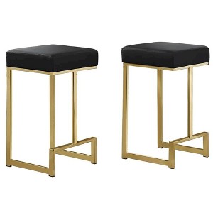 Best Master Furniture,Dorrington Modern Faux Leather Backless Bar Stool (Set of 2) - 1 of 2