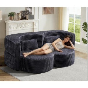 Okak Modern Folding 2-in-1 Convertible Loveseat Sofa with Memory Foam,Comfy Futon Couch Sofabed for Living Room, Apartment - 1 of 4