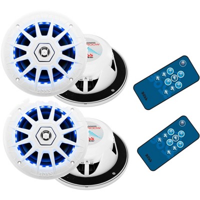 4) BOSS Audio MRGB65 6.5" 400W Boat Marine RGB LED Light Speakers White 2 Pairs