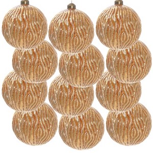 Gulches Set of 12 Exquisite 3" Glass Christmas Ball Ornaments - Decorative Hanging Accents Designed by Riccardo for Elegant Holiday Decor - 1 of 4