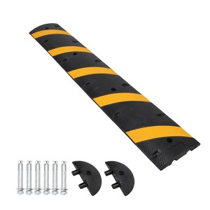 6Ft Speed Bumps with Ends for Road Pack of 1 Durable Recycled Rubber Temporary Speed Bumps Ideal for Car Parking Garage Use Supports 25000lbs - 1 of 4