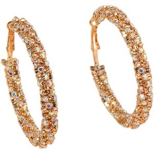 50mm Shiny Boho Hoop Earrings | Rhinestone-Wrapped Sparkling Statement - 1 of 4