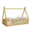 Tent-shaped Twin/Full Floor Bed Frame with Guardrails - ModernLuxe - 3 of 4