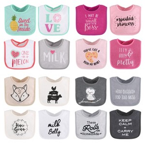 The Peanutshell Baby Girl Terry Bibs, 16 Pack for Feeding, Teething, or Drooling|Girl Foods/Neutral - 1 of 4
