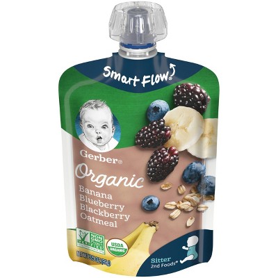 Gerber Sitter 2nd Foods Organic Banana Blueberry & Blackberry Oatmeal Baby Food Pouch - 3.5oz