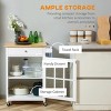 GlasFlength Kitchen Carts and Islands Rolling Kitchen Table Storage Island Mobile Buffet Server Table for Dining Room, White, 26.5"*19"*34" - 3 of 4