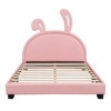 Full Size Upholstered Leather Platform Bed with Rabbit Ornament - 4 of 4