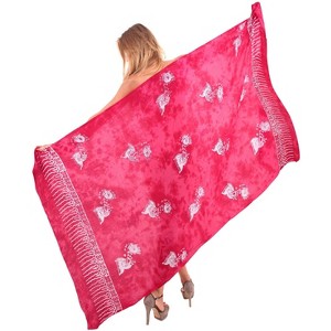 LA LEELA Women's Summer Beach Bikini Wraps Sarong Cover up Wrap Skirt Swimsuit Swimwear Cover Ups Bathing Suit for Women One Size Red, Fish - 1 of 4