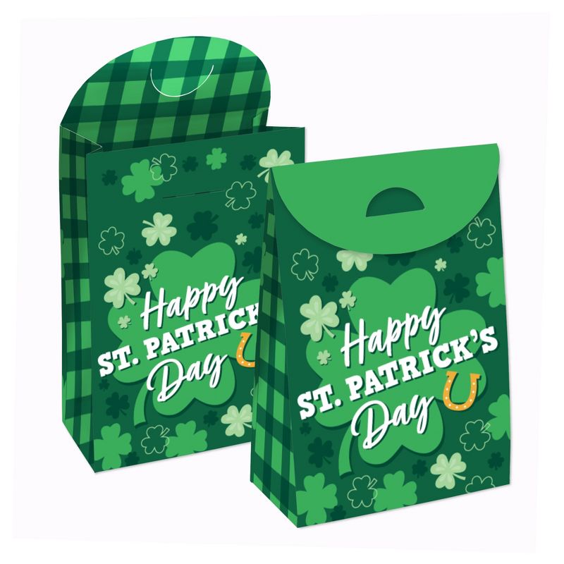 Big Dot of Happiness Shamrock St. Patrick's Day - Saint Paddy’s Day Gift Favor Bags - Party Goodie Boxes - Set of 12, 1 of 10