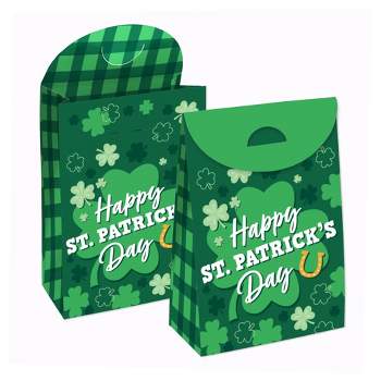 Big Dot of Happiness Shamrock St. Patrick's Day - Saint Paddy’s Day Gift Favor Bags - Party Goodie Boxes - Set of 12