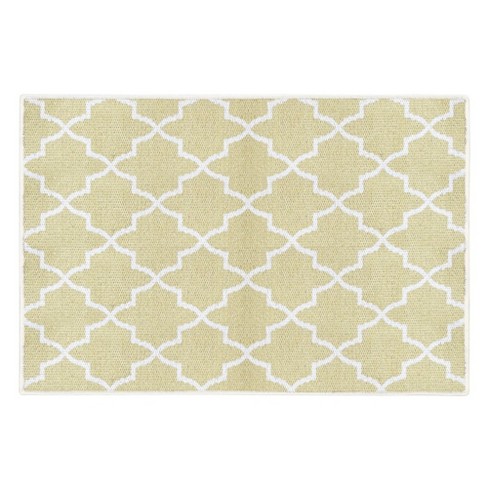 Sussexhome Diamond Collection Cotton Heavy Duty Low Pile Area Rug , 2' x  3', Banana Cream Yellow