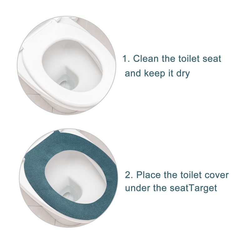 Unique Bargains Stretchable Thicker Toilet Seat Cover Pad Lid Bathroom Warmer Soft Washable Reusable 4 Colors 4 Pcs, 5 of 7