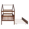 NicBex Twin Size Bunk Bed Classic House Shape Loft Bed Draggable Design Pine Bed Frame with Wheels and Guardrails, No Box Spring Required - 4 of 4