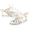 Allegra K Women's Pointed Toe Floral Printed Lace Bow Strap Stiletto Heels Mules - 3 of 4