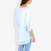 Anna-Kaci Women's Strap V-Neck Detail Crochet Lace Trim Midi Sleeve Blouse - 4 of 4