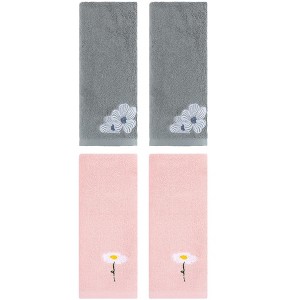 REGALWOVEN Cotton Soft Absorbent Floral Pattern Hand Towel 13" x 30" - 1 of 4
