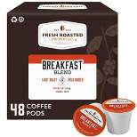 Fresh Roasted Coffee - Breakfast Blend Light Roast Single Serve Pods - 48CT