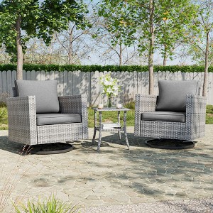 Sonkuki 3-Piece Patio Chair Set Swivel Rocking Chair Set Side Table Suiting Backyard, Poolside and Patio - 1 of 4