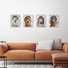 Masterpiece Art Gallery Set of 4 Hat Happy Unframed Wall Canvases: Modern Animal Paintings, MDF & Canvas, 14"x11" - 4 of 4