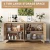 62 Inch Rattan Sideboard Buffet Cabinet, 4-Door Kitchen Storage Cabinet with Shelves - 4 of 4
