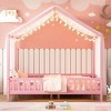 Okak Twin/Full Kids Floor House Bed Frame with Roof Design & Canopy,Modern Montessori Platform Bed,No Box Spring Needed - 2 of 4