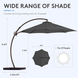 HYLEORY 10ft. Outdoor Curvy Cantilever Umbrella with Sand Bag Base - 1 of 4