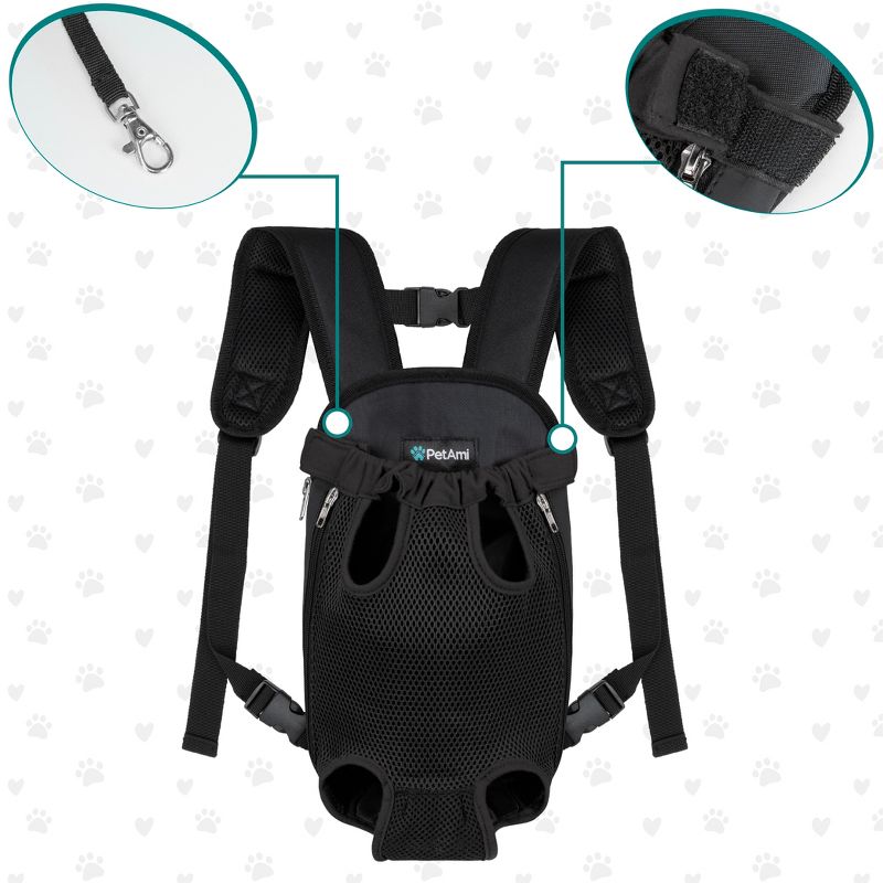 PetAmi Dog Carrier Backpack, Adjustable Ventilated Front Chest Sling Bag, Hiking Camping Travel Pet Puppy Cat, 5 of 9