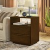 Bella Depot 22.75''W Nightstand with 2 Solid Wood Drawers for Living Room Reception Room Dorm - 2 of 4