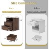 CIPACHO Brown Wooden Night Stand with Charger Station USB-C AC Ports 2 Drawers Open Storage - 2 of 4