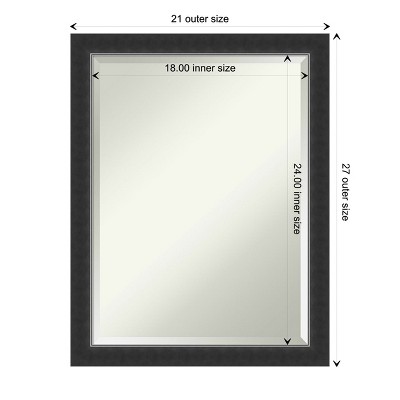 Corvino Black Wood Frame Beveled Bathroom Mirror 33.74 x 28.07 in