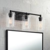 360 Lighting Bellings Modern Wall Light Black Metal Hardwire 24" 3-Light Fixture Clear Glass Cylinder Shade for Bedroom Bathroom Vanity Reading House - 2 of 4